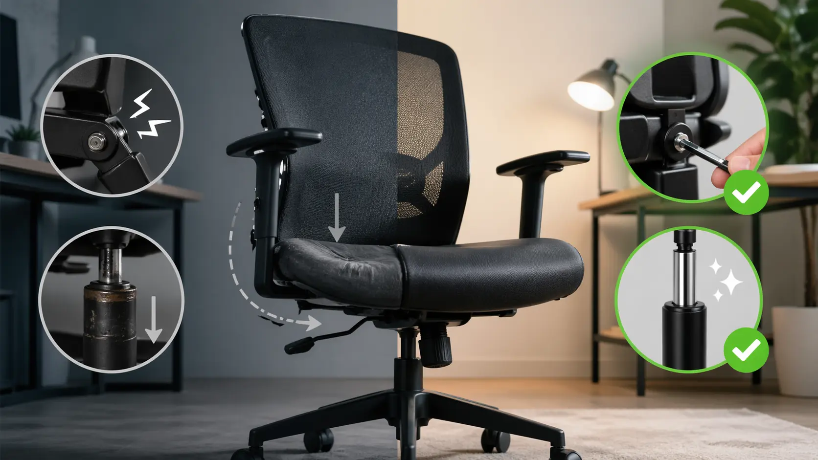 Fauteuil de bureau qui grince ou s'affaisse : causes et solutions